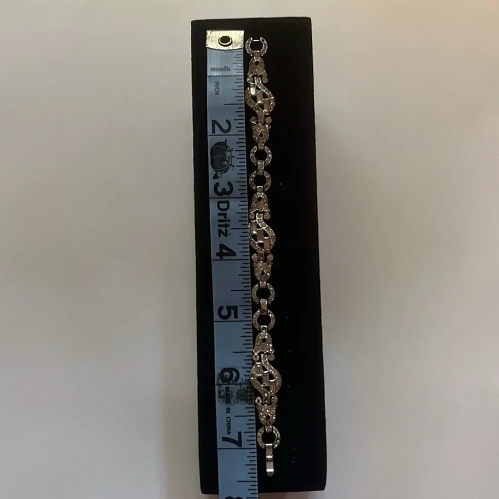 💎✨ Silver-Tone Rhinestone Link Chain Bracelet | Elegant Sparkling Design | 7” L - Picture 5 of 8